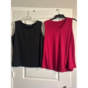 GUC Lot of 2 Women's Tank Tops Black/Pink Summer Top Size 1X